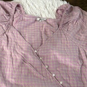 Madewell Pink Plaid Blouse